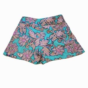 Loft womens paisley pleated shorts pink and Aqua size 4